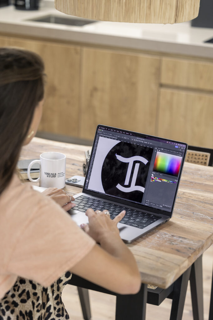 girl is designing a logo